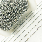 Coated Prehnite Oxidized 925 Sterling Silver Wire Chain.